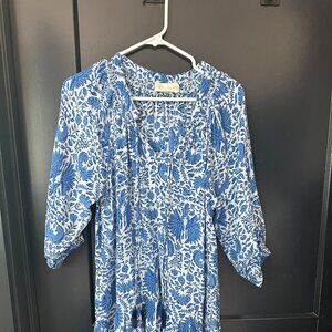 Natalie Martin Size S Blue & White Silk Tassel Dress